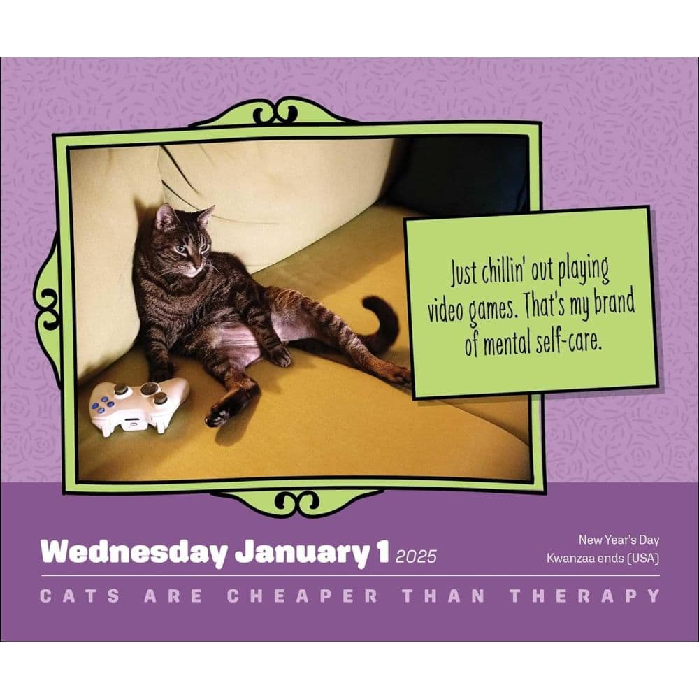 Cats Are Cheaper Than Therapy 2025 Desk Calendar First Alternate Image width=&quot;1000&quot; height=&quot;1000&quot;