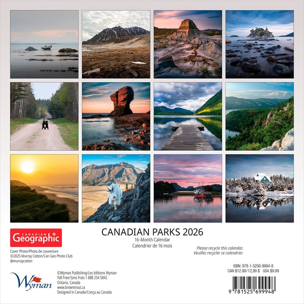 Canadian National Parks 2026 Mini Wall Calendar First Alternate Image