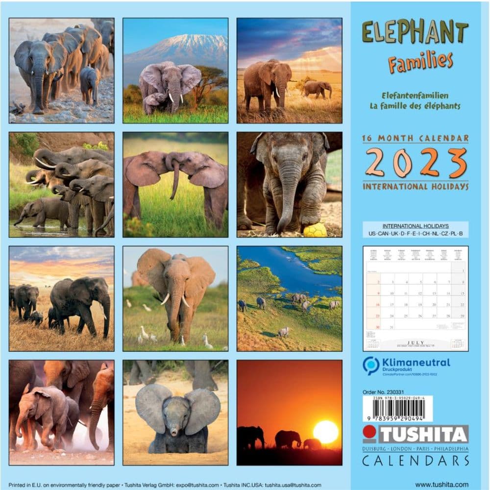 Elephants 2023 Wall Calendar - Calendars.com