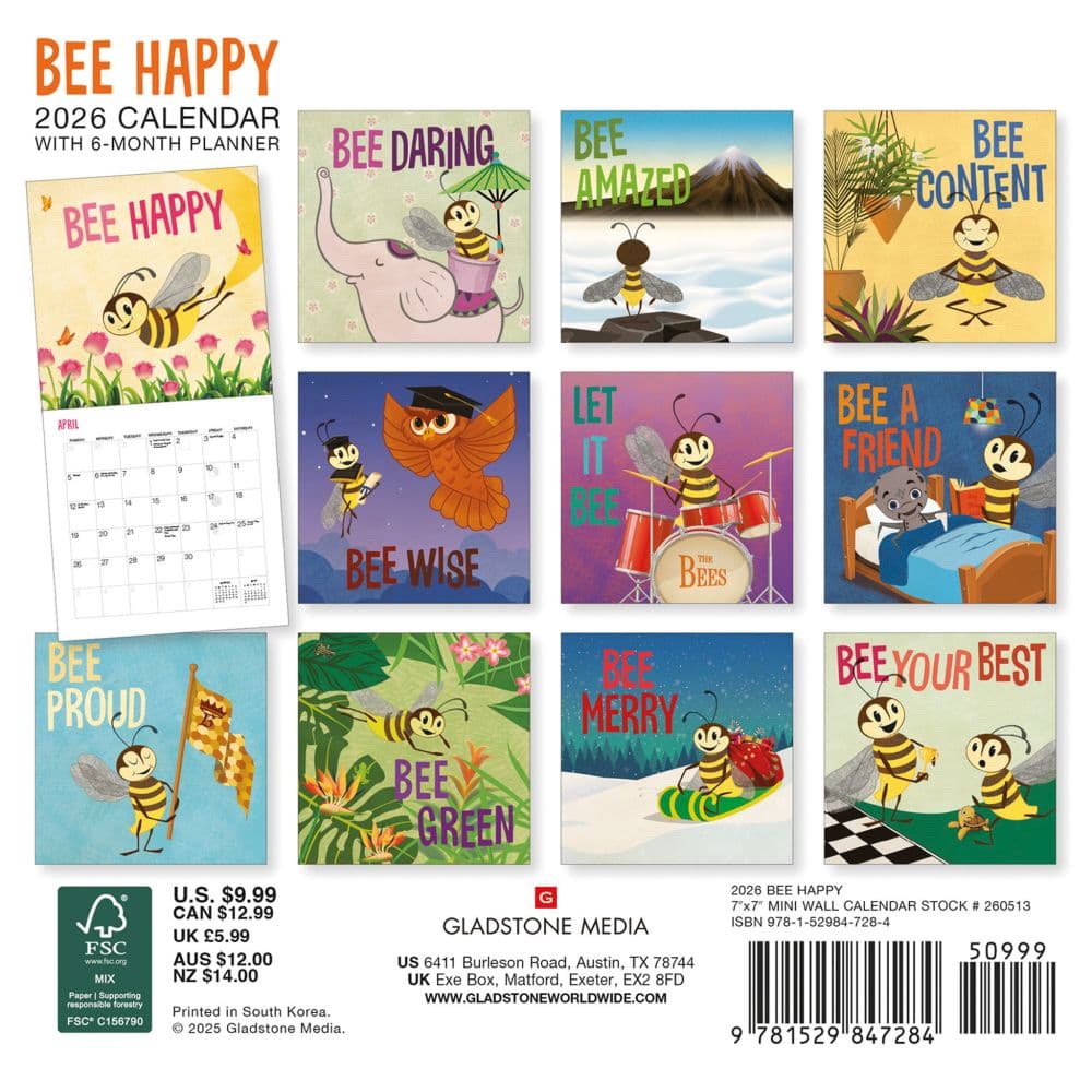 Bee Happy 2026 Mini Wall Calendar First Alternate Image