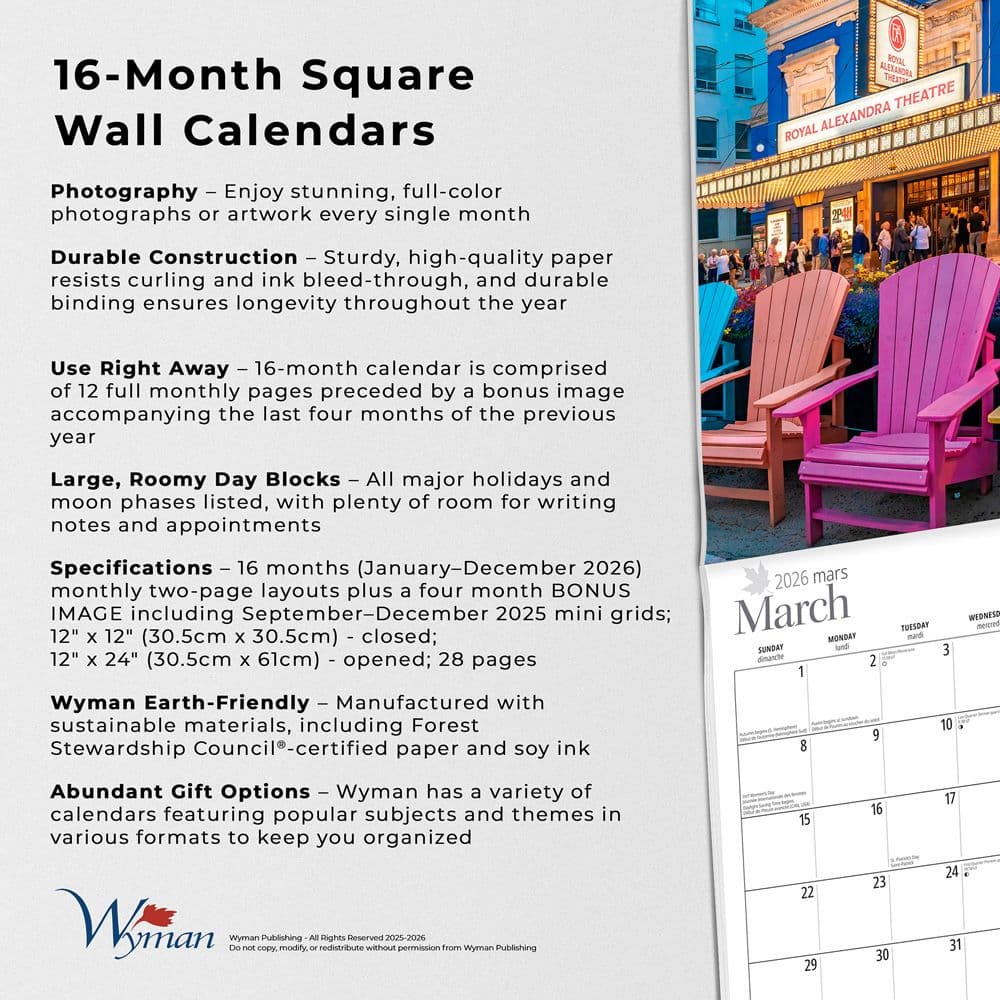 Toronto 2026 Wall Calendar Fifth Alternate Image