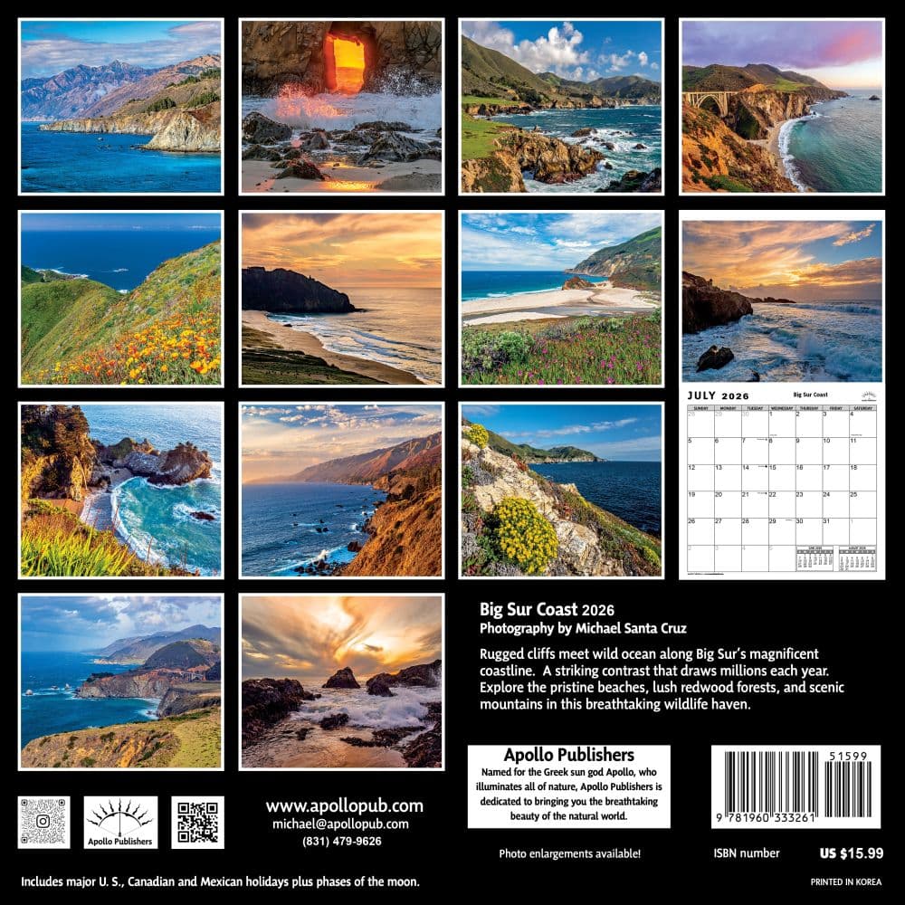 Big Sur Coast 2026 Wall Calendar First Alternate Image