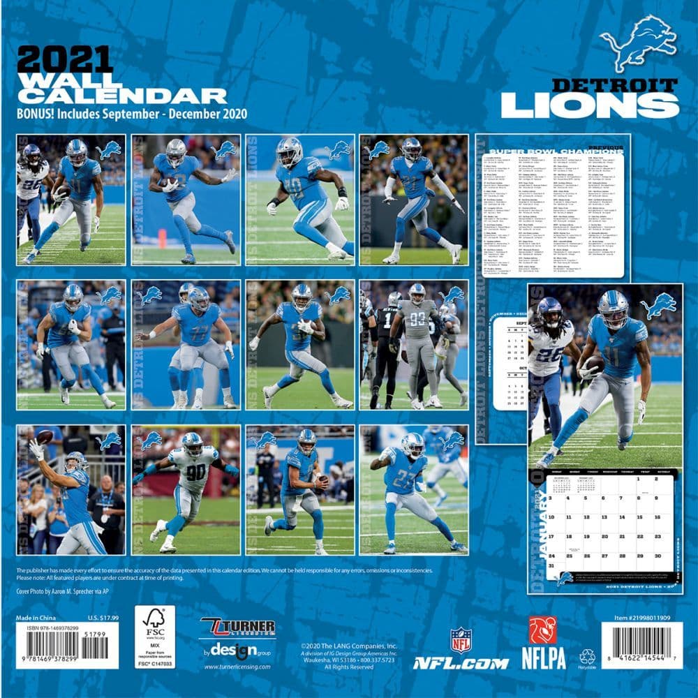 Detroit Lions Wall Calendar