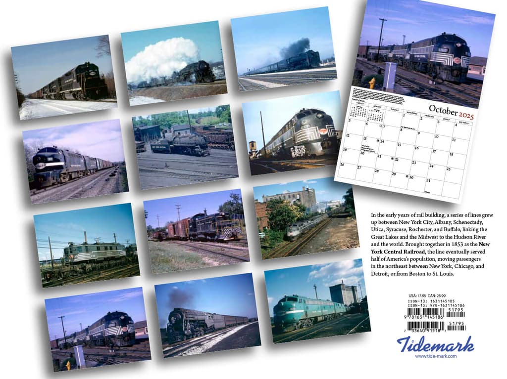 New York Trains Central Railroad 2025 Wall Calendar back