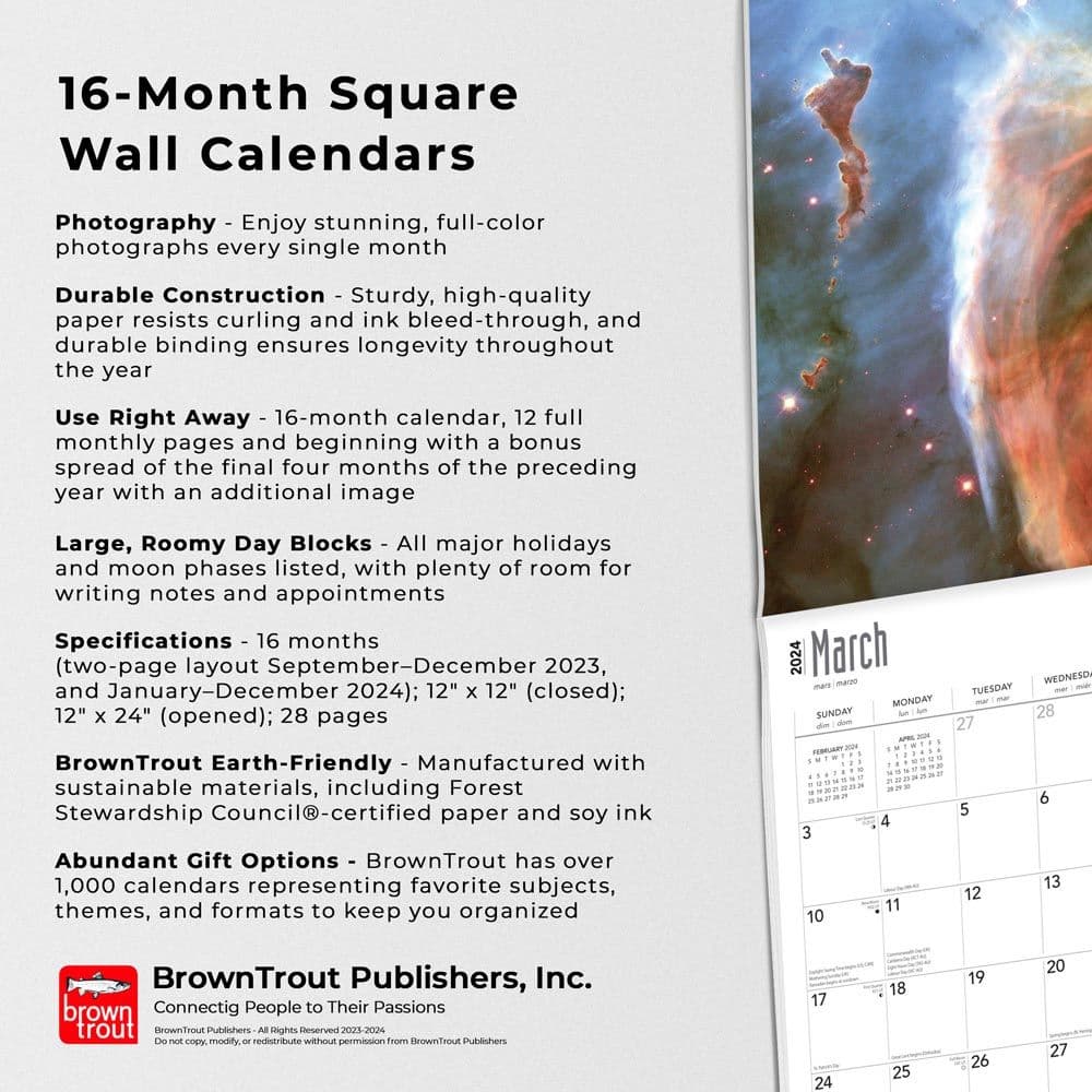 Hubble Space Telescope 2024 Wall Calendar