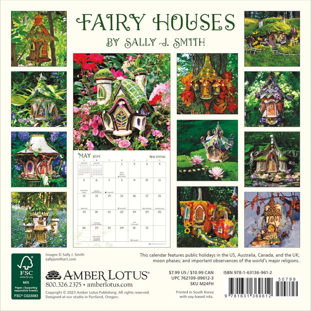 Fairy Houses 2024 Mini Wall Calendar back
