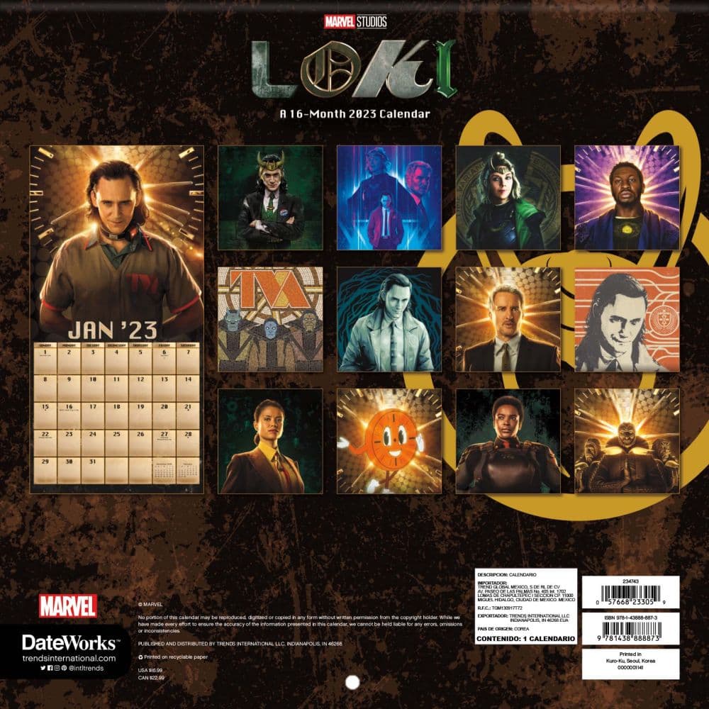 Marvel Loki 2023 Wall Calendar - Calendars.com