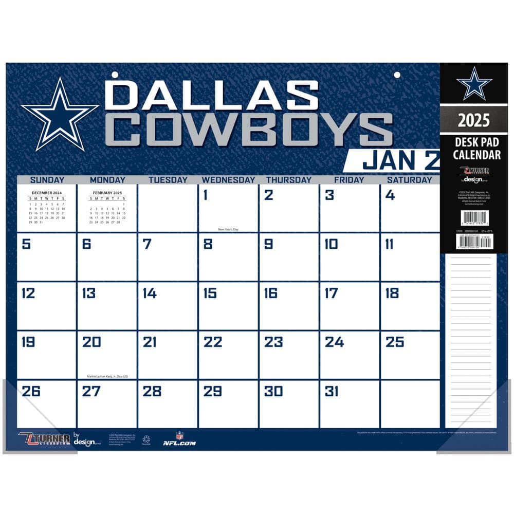 NFL Dallas Cowboys 2025 Desk Pad Calendars com NFL Dallas Cowboys 2025 Desk Pad Calendars com