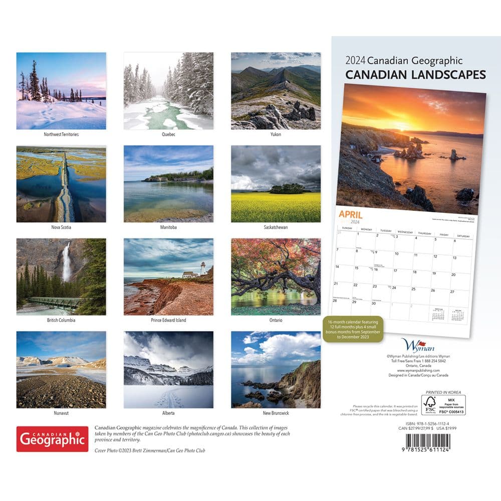 Canadian Landscapes 2024 Wall Calendar