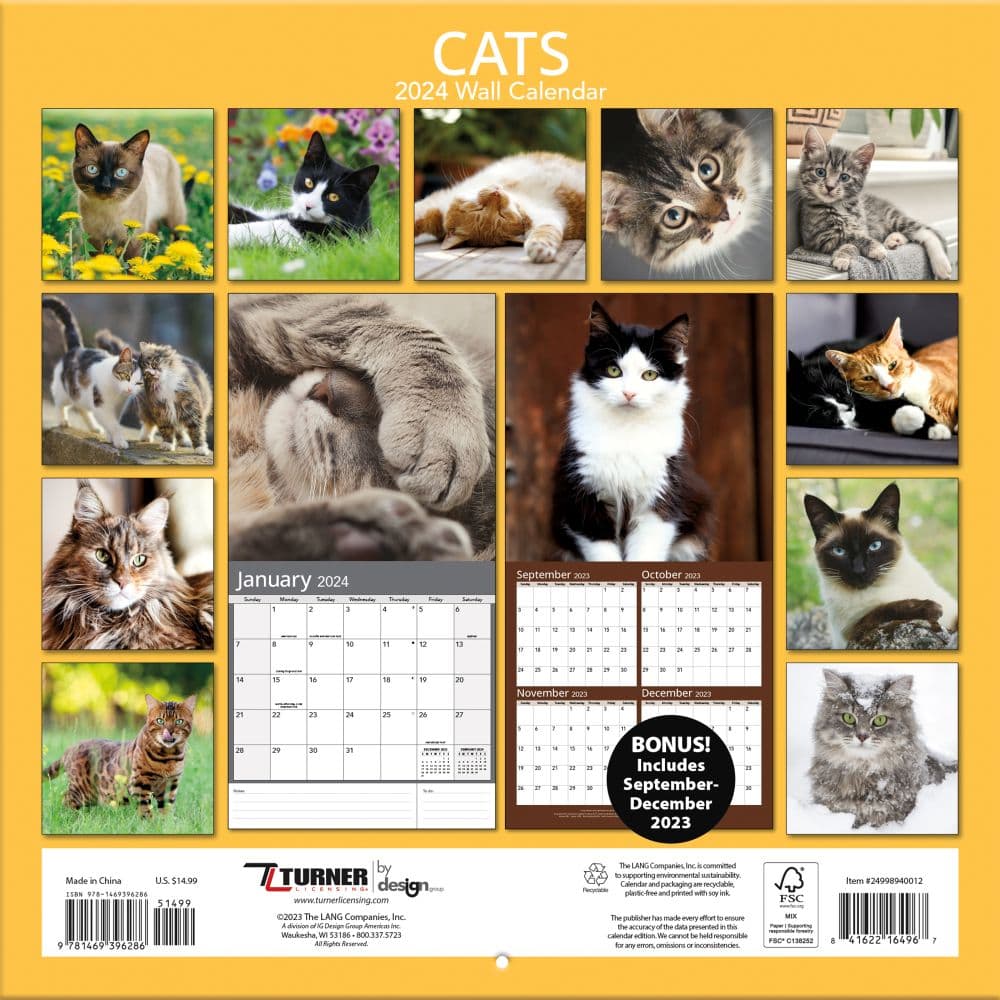 Cats Photo 2024 Wall Calendar Alternate Image 1