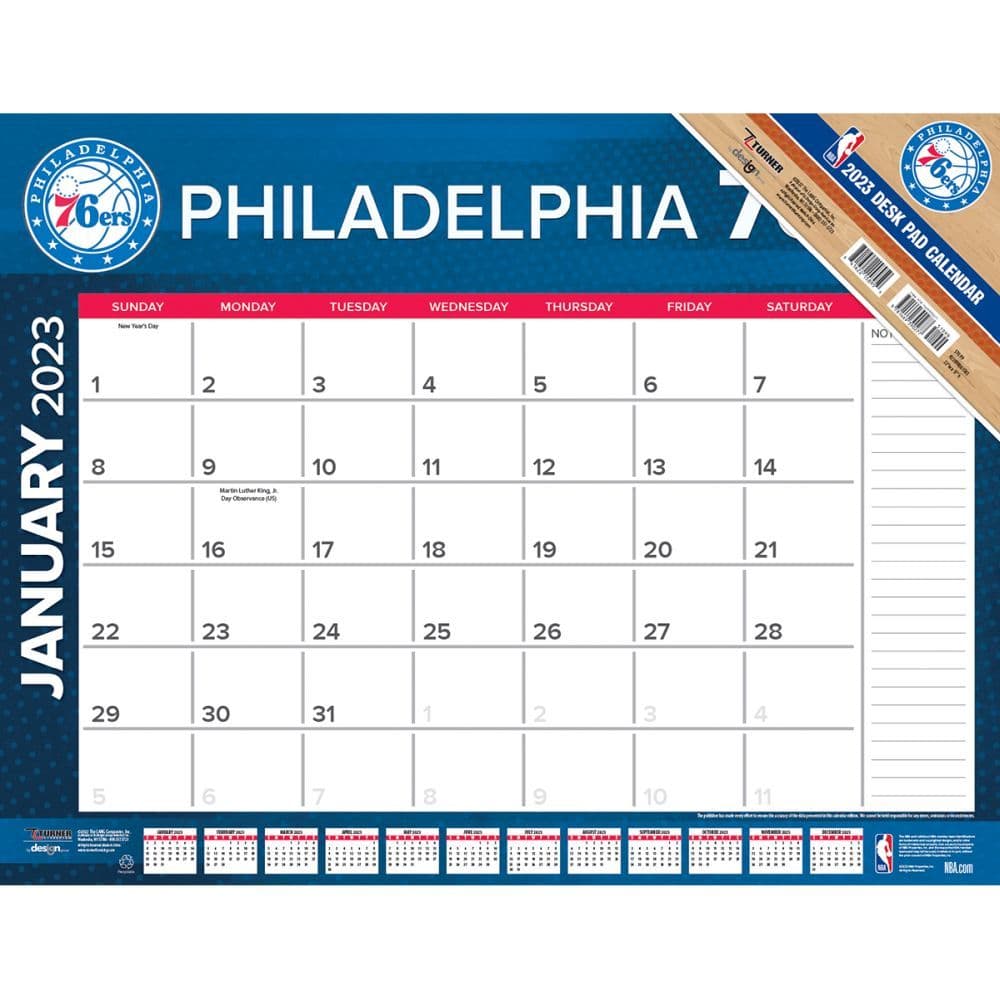 Philadelphia 76ERS 2023 Desk Pad Calendar - Calendars.com