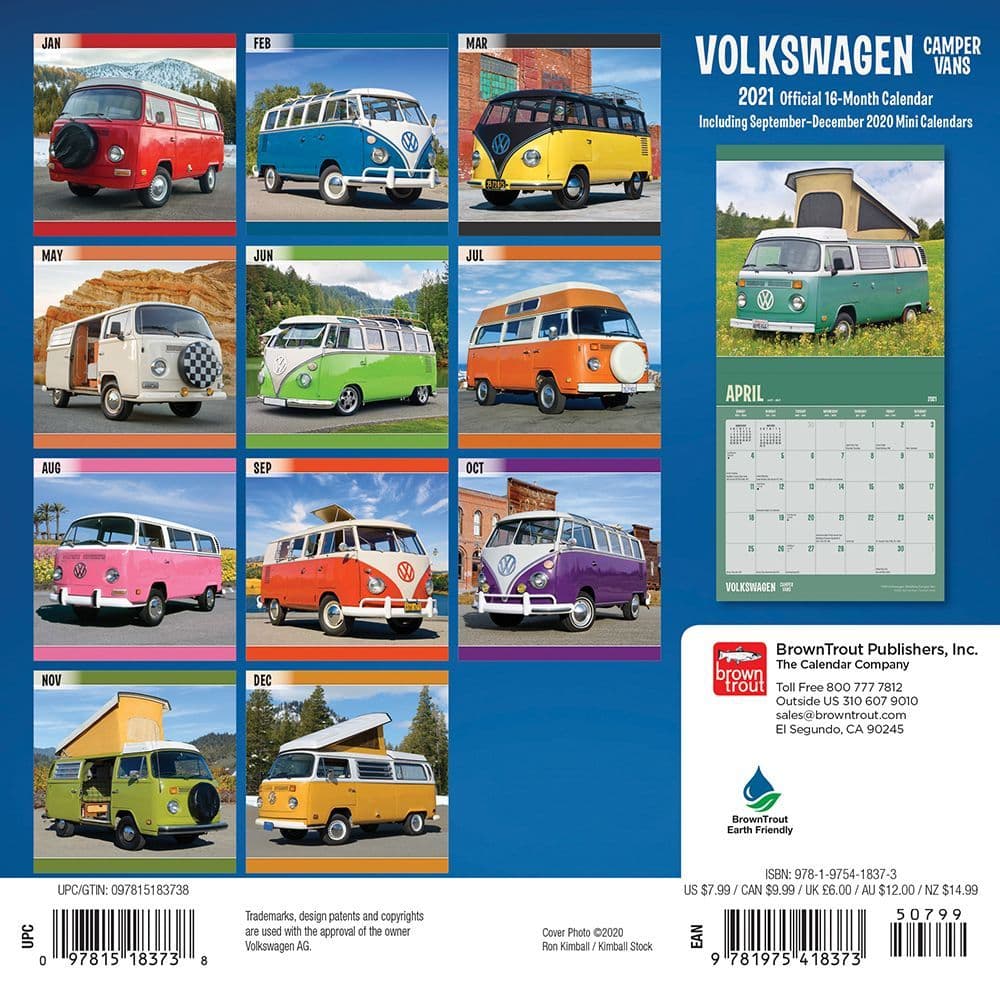 Volkswagen Camper Vans Mini Wall Calendar