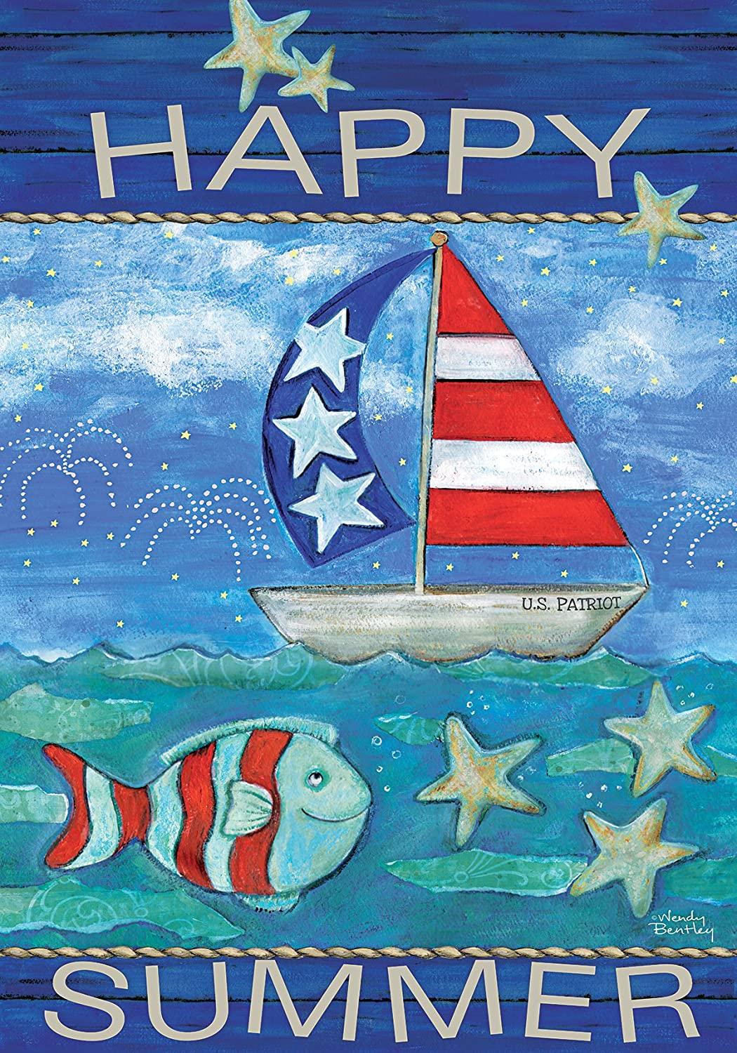 Happy Summer Outdoor Flag-Mini - 12 x 18 by Wendy Bentley