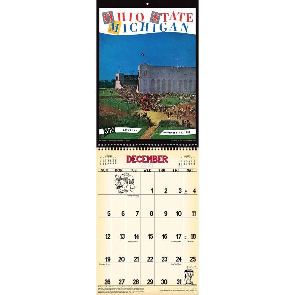 Osu Fall 2022 Calendar Ohio State Vintage Football 2021 Wall Calendar - Calendars.com