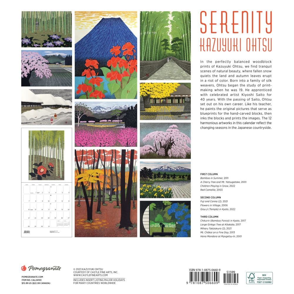 Ohtsu Serenity 2024 Wall Calendar