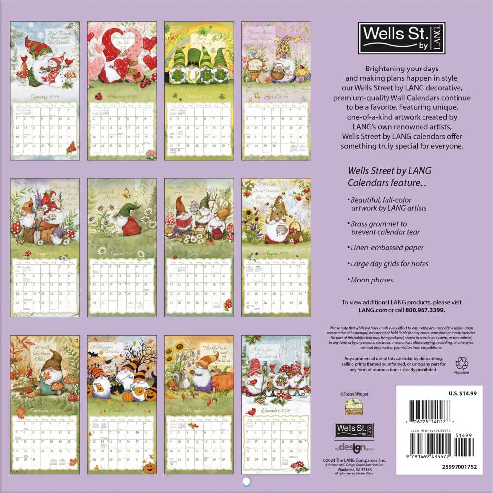 Gnomes by Susan Winget 2025 Wall Calendar First Alternate Image width="1000" height="1000"