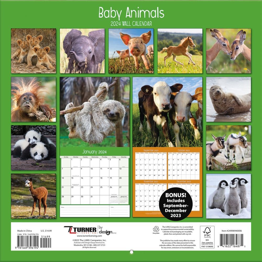 Baby Animals Photo 2024 Wall Calendar - Calendars.com