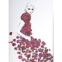 image Woman in Pink Flower Dress Birthday Card Main Product Image