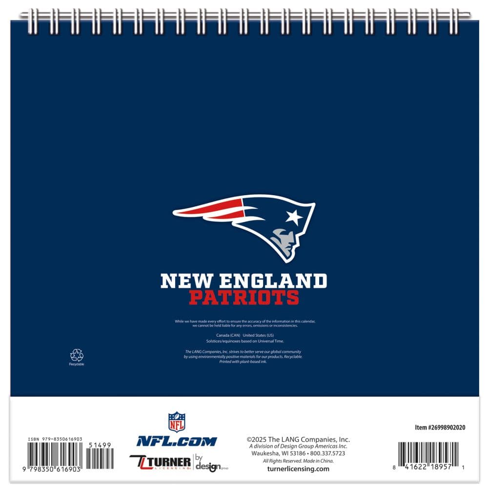 NFL New England Patriots 2026 Easel Desk Calendar Second Alternate image