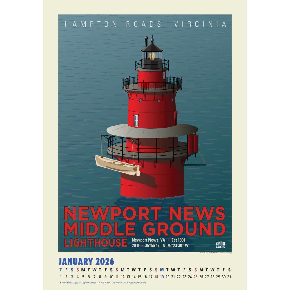 Atlantic Coast Lighthouses Posters 2026 Wall Calendar Second Alternate Image
