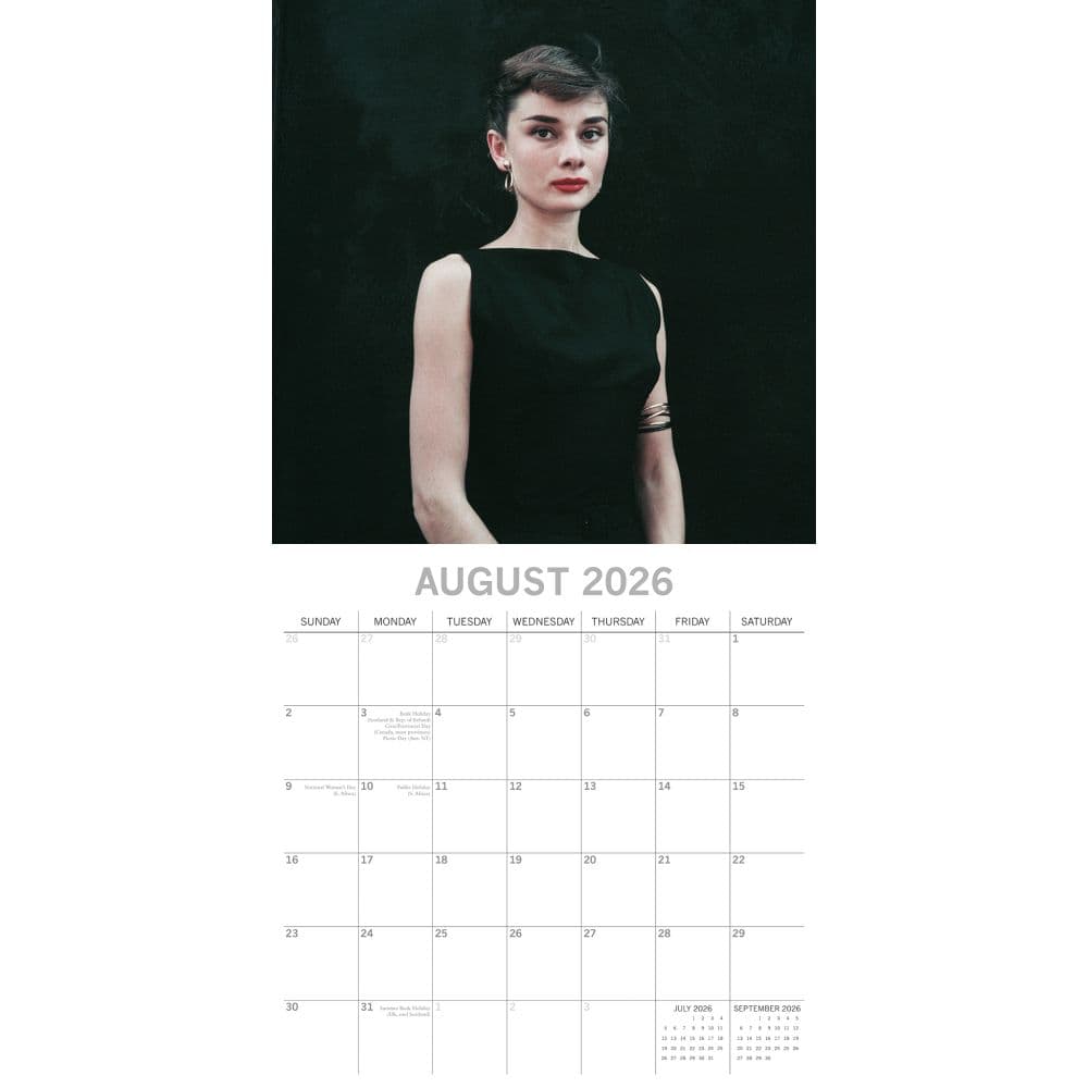 Audrey Hepburn 2026 Wall Calendar, 12'' X 12'', 16-Month Calendar with Stapled Binding