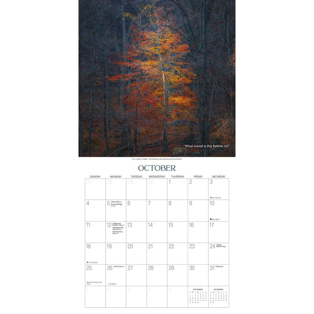 Witches Woods with Quotes from MacBeth 2026 Wall Calendar Fourth Alternate Image