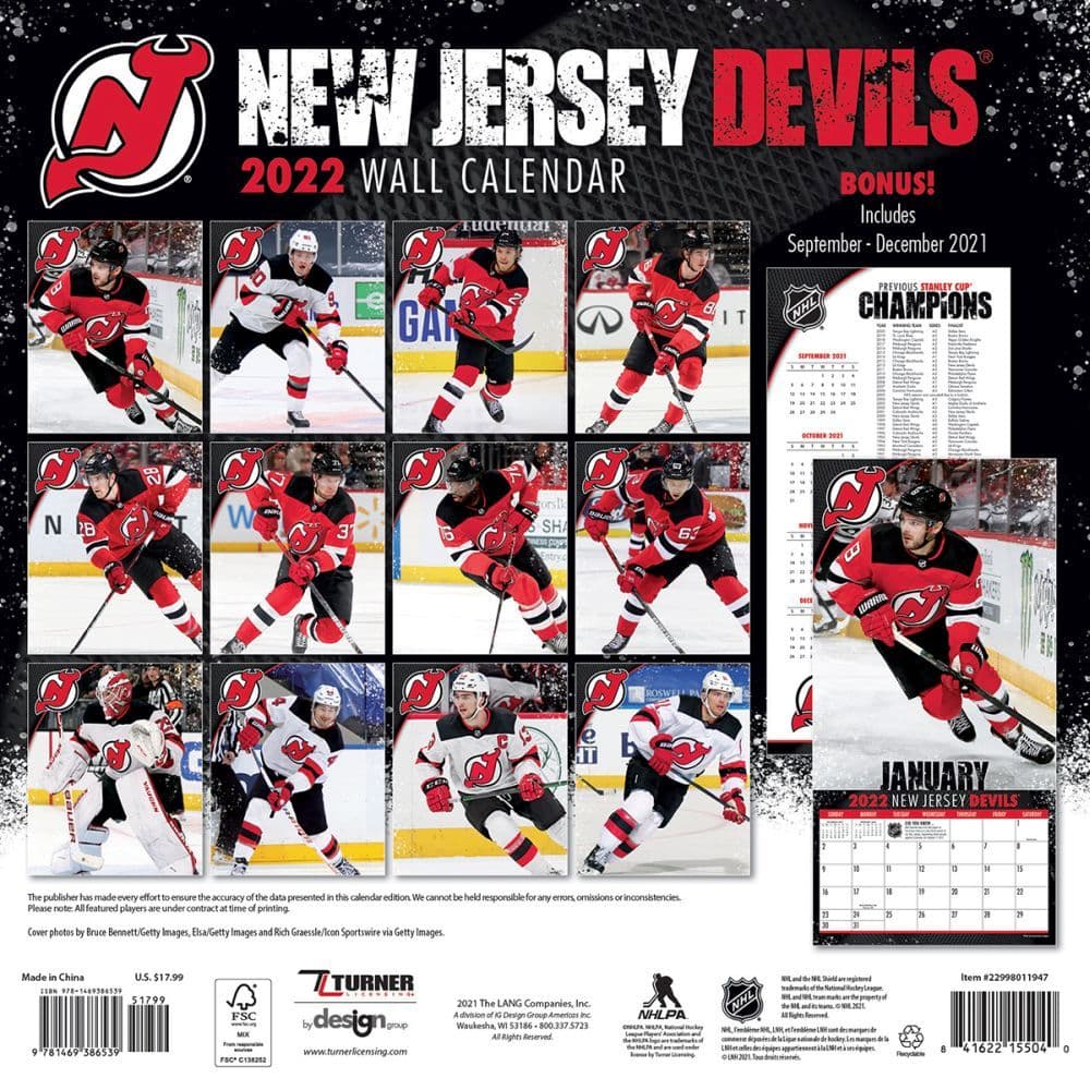 Nj Devils Schedule 2022 2023 Nhl New Jersey Devils 2022 Wall Calendar - Calendars.com