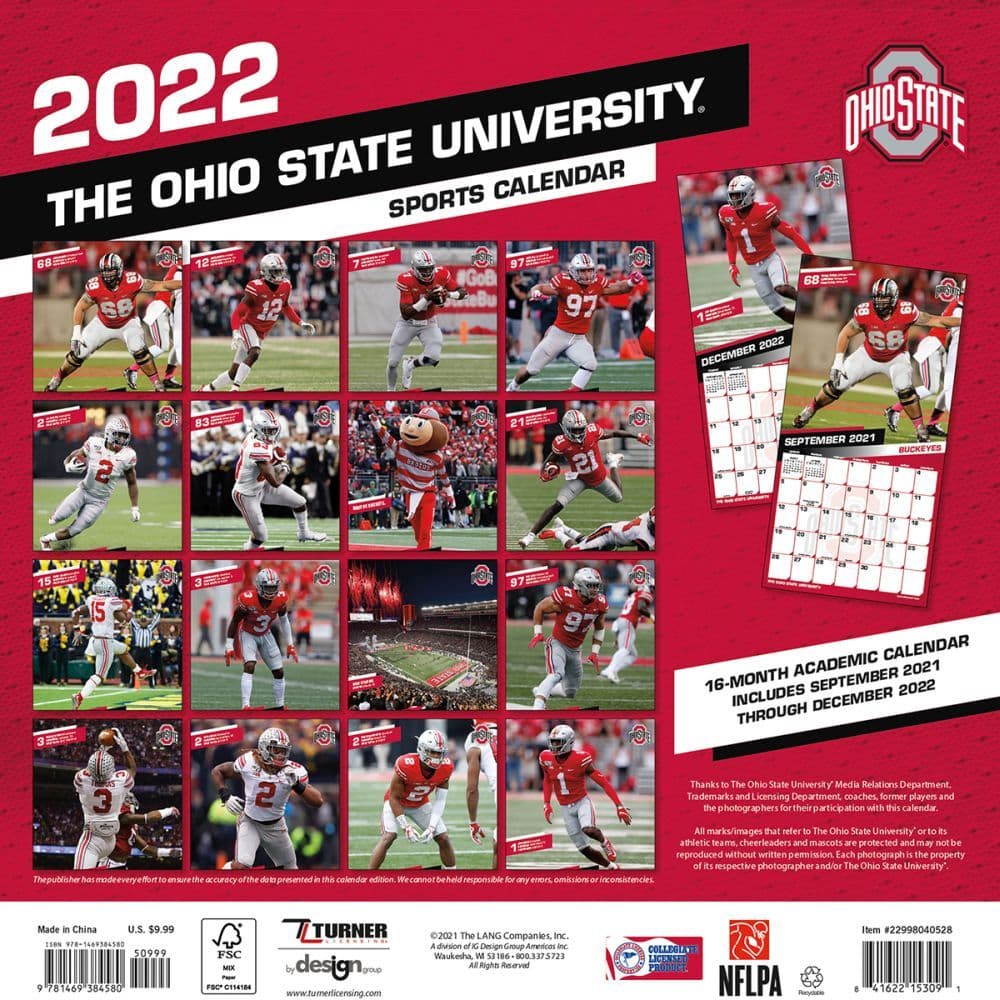 Ohio State Academic Calendar 2022 Col Ohio State Buckeyes 2022 Mini Wall Calendar - Calendars.com