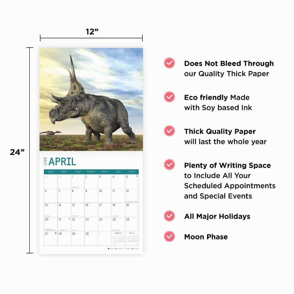 Dinosaurs 2025 Wall Calendar Fourth Alternate Image width="1000" height="1000"