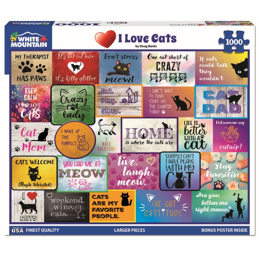 I Love Cats 1000 Piece Puzzle Main Product Image
