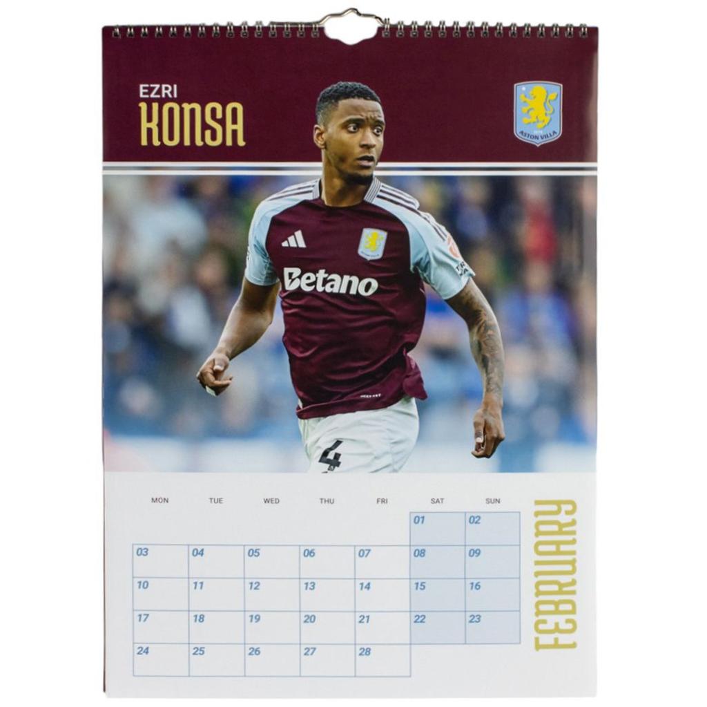 Aston Villa FC Poster 2025 Wall Calendar Second Alternate Image