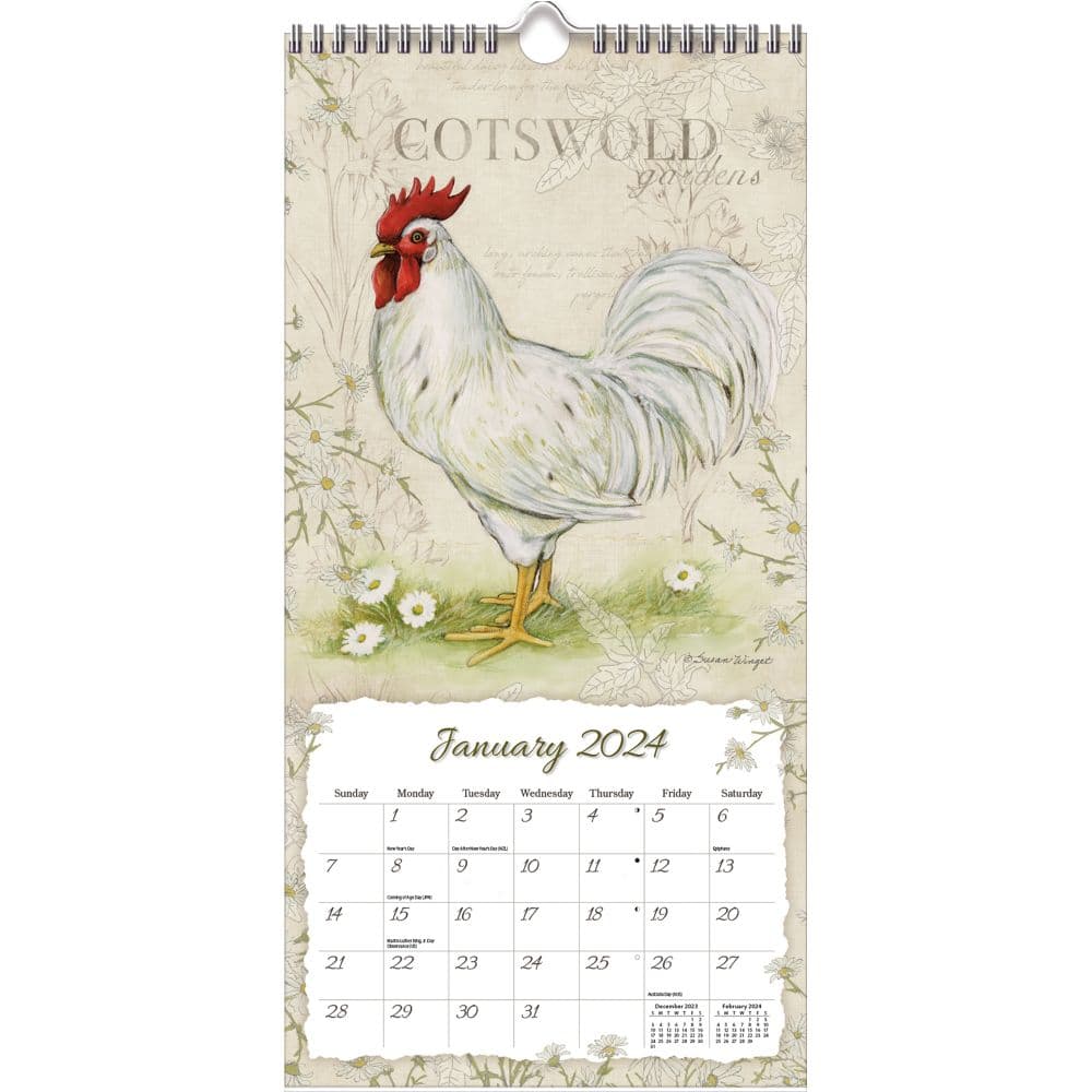 Proud Rooster Vertical 2024 Wall Calendar