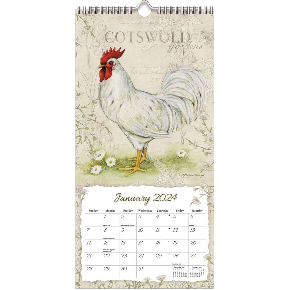 Proud Rooster Vertical 2024 Wall Calendar - Calendars.com