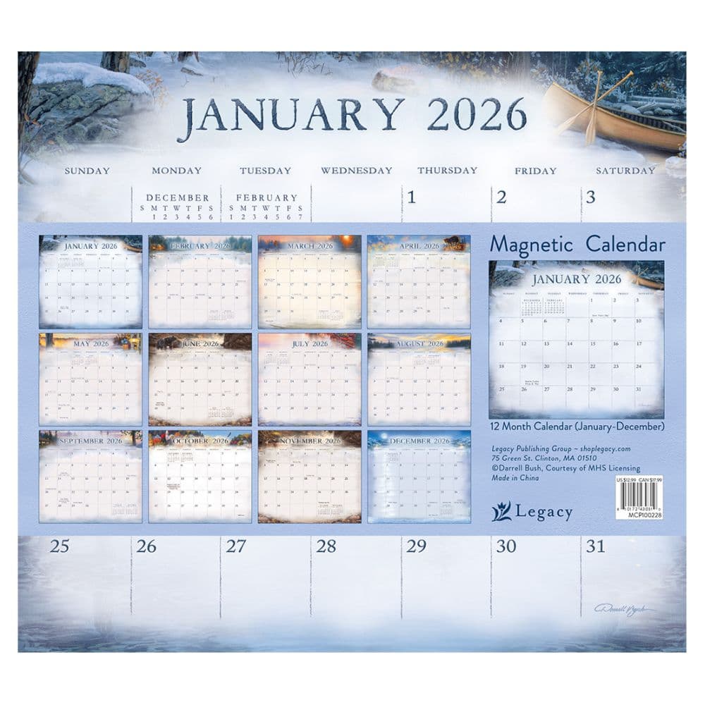 Cabin View by Darrell Bush 2026 Magnetic Calendar First Alternate Image