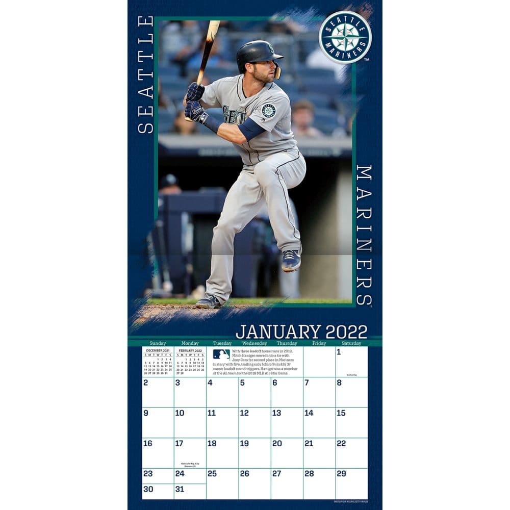 mlb seattle mariners 2022 wall calendar calendarscom