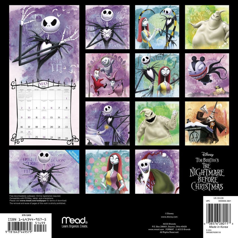 The Nightmare Before Christmas 2021 Wall Calendar Calendar Nov 2021