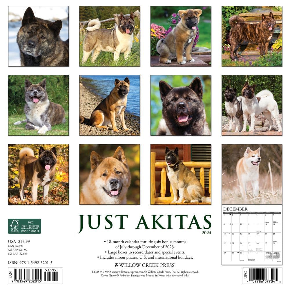 Just Akitas 2025 Wall Calendar