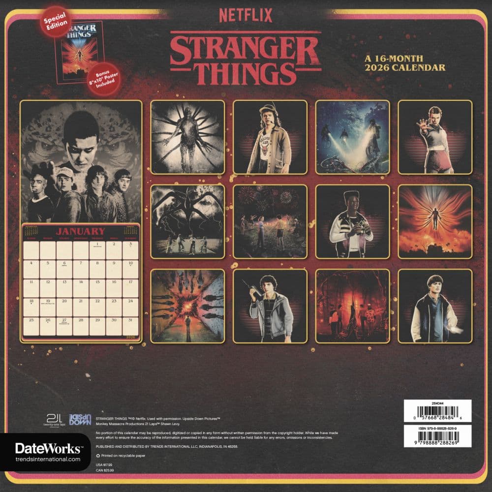 Stranger Things Exclusive with Print 2026 Wall Calendar First Alternate Image