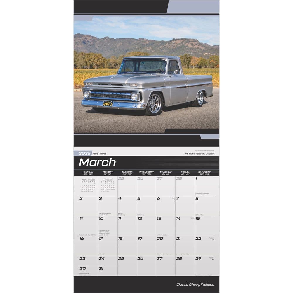 Chevy Classic Pickups 2025 Wall Calendar Second Alternate Image