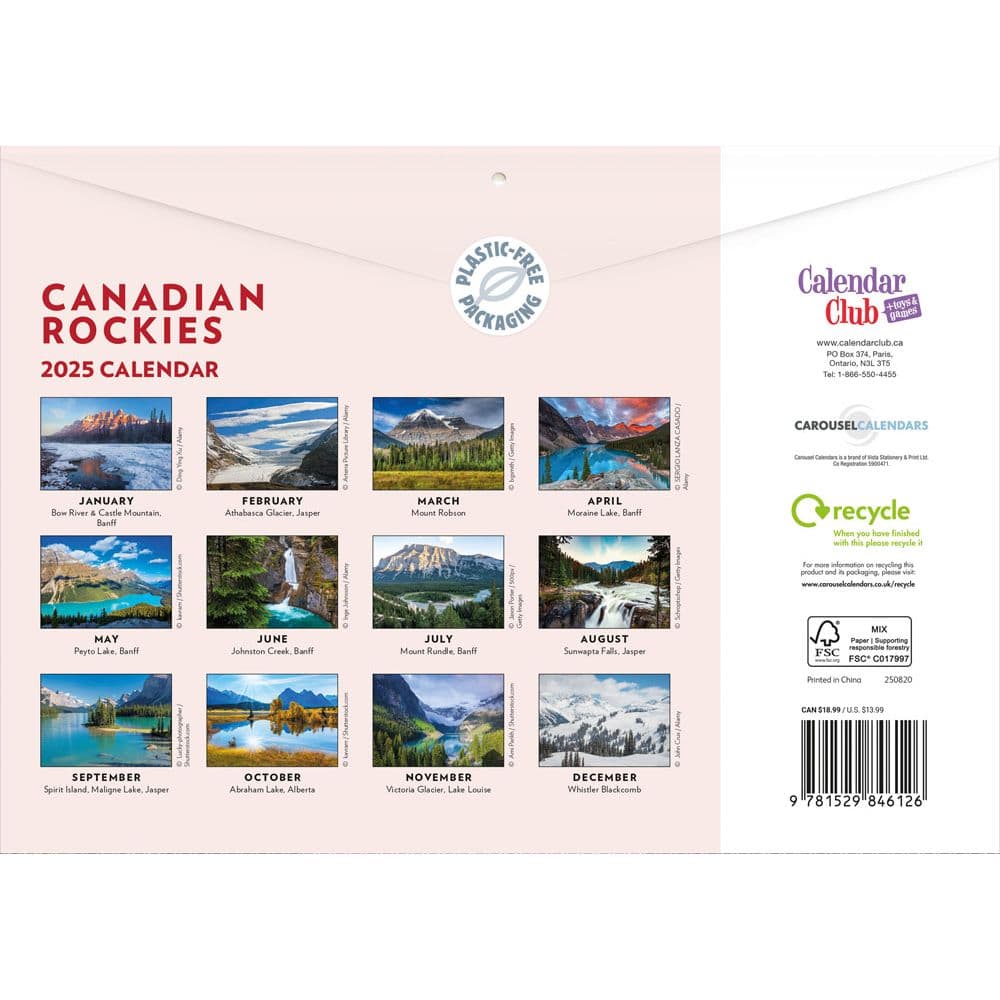 Canadian Rockies 2025 Wall Calendar
