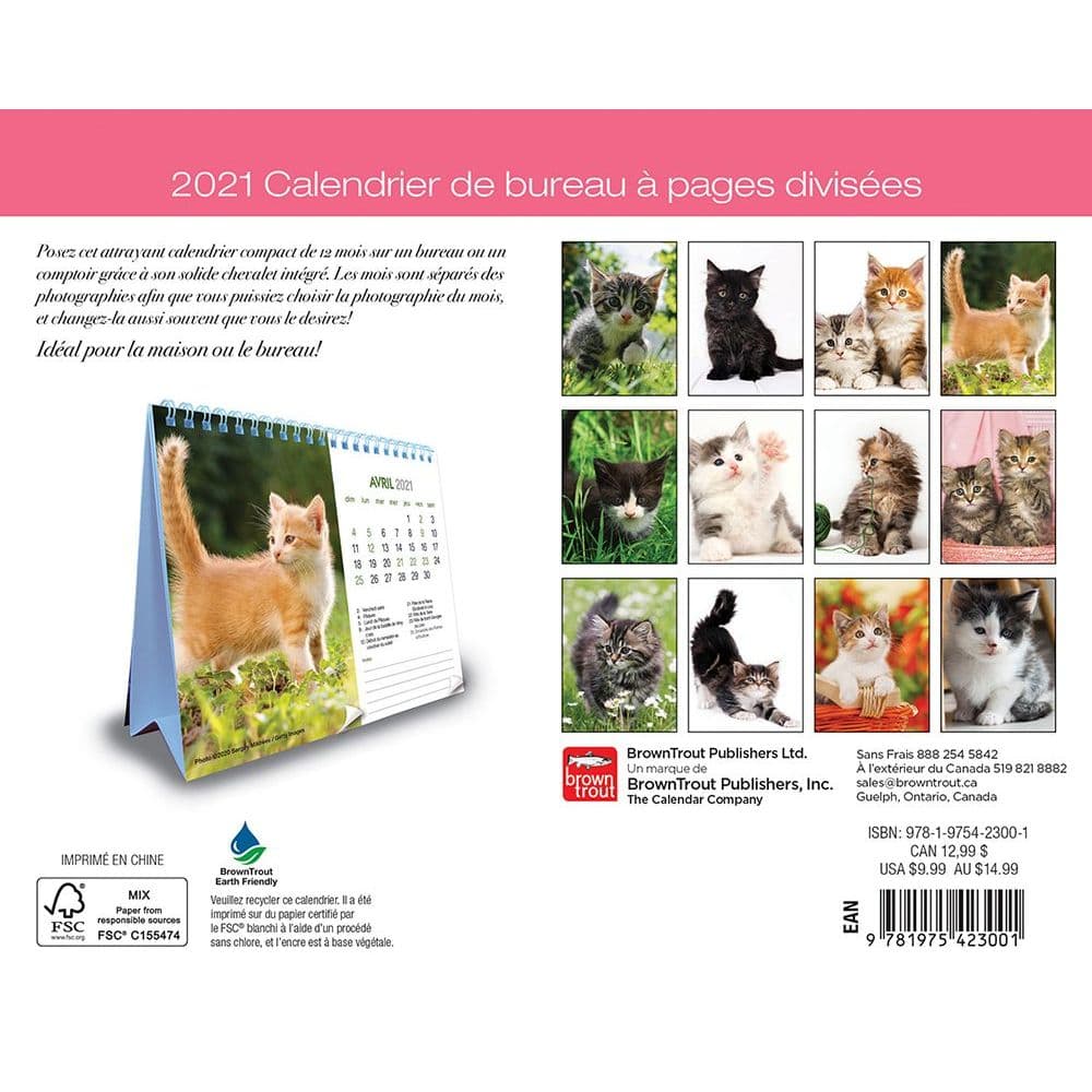 Calendrier Chatons 2023 Chatons Double Easel Calendar (French) - Calendars.com