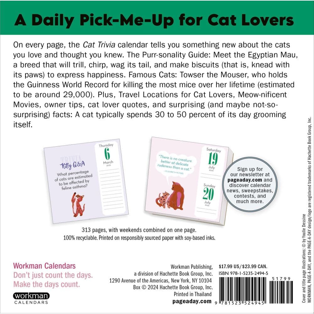 Cat Trivia 2025 Desk Calendar Fourth Alternate Image width=&quot;1000&quot; height=&quot;1000&quot;