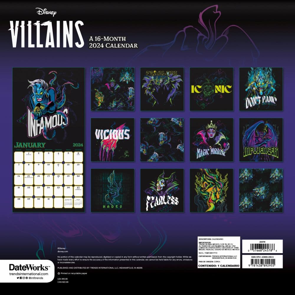 Disney Villains 2024 Wall Calendar