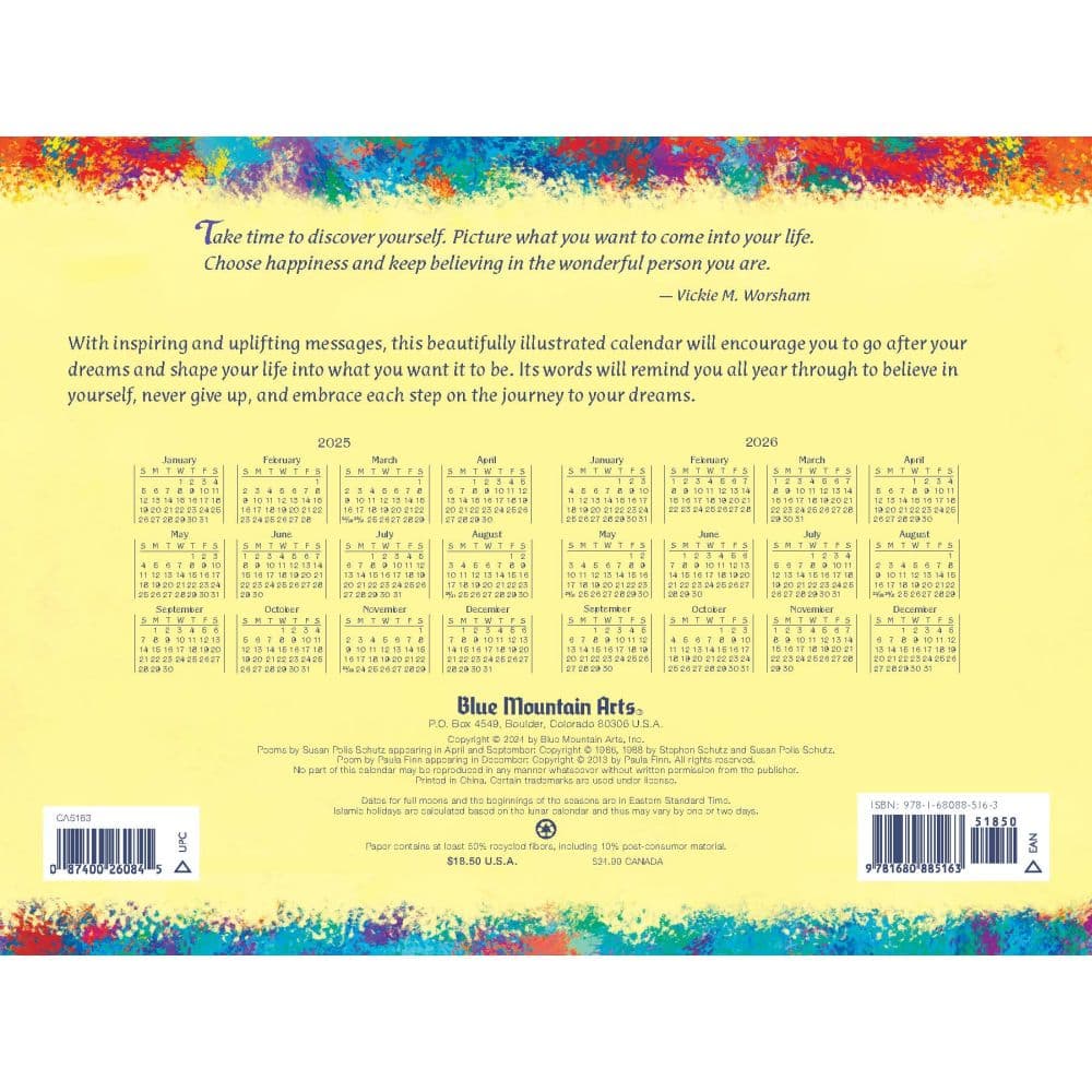Always Believe In Yourself And Your Dreams 2025 Wall Calendar