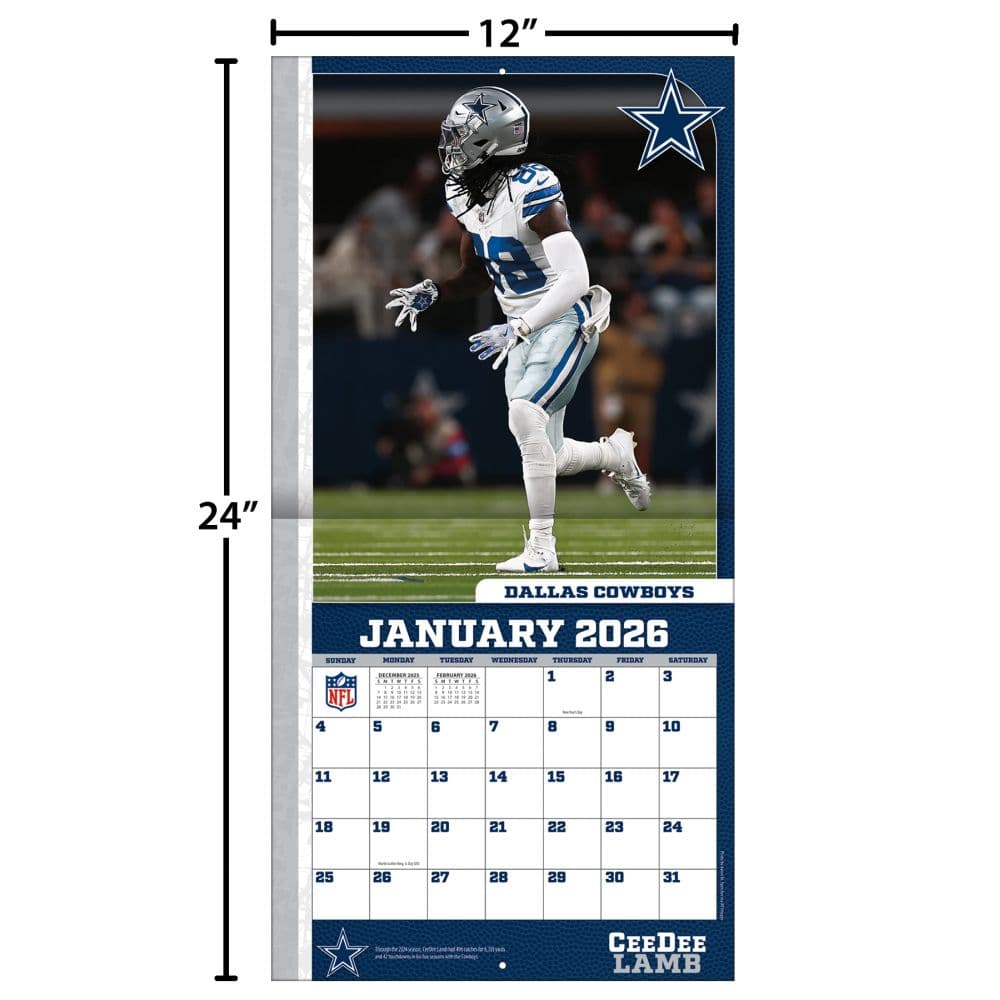 NFL Dallas Cowboys CeeDee Lamb 2026 Wall Calendar Fourth Alternate Image