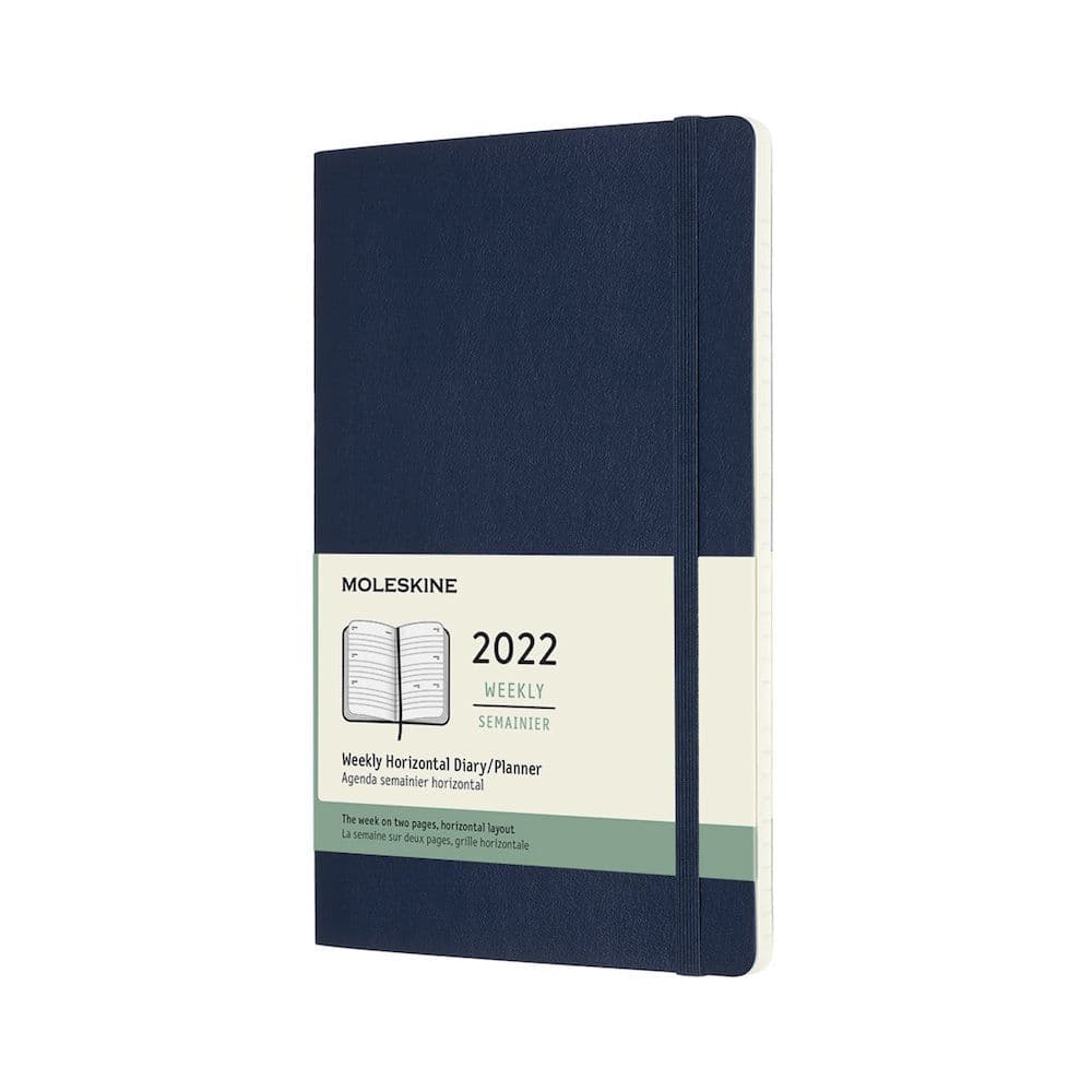 Moleskine 2022 Large Weekly Soft Cover Horizontal Planner (Sapphire Blue)