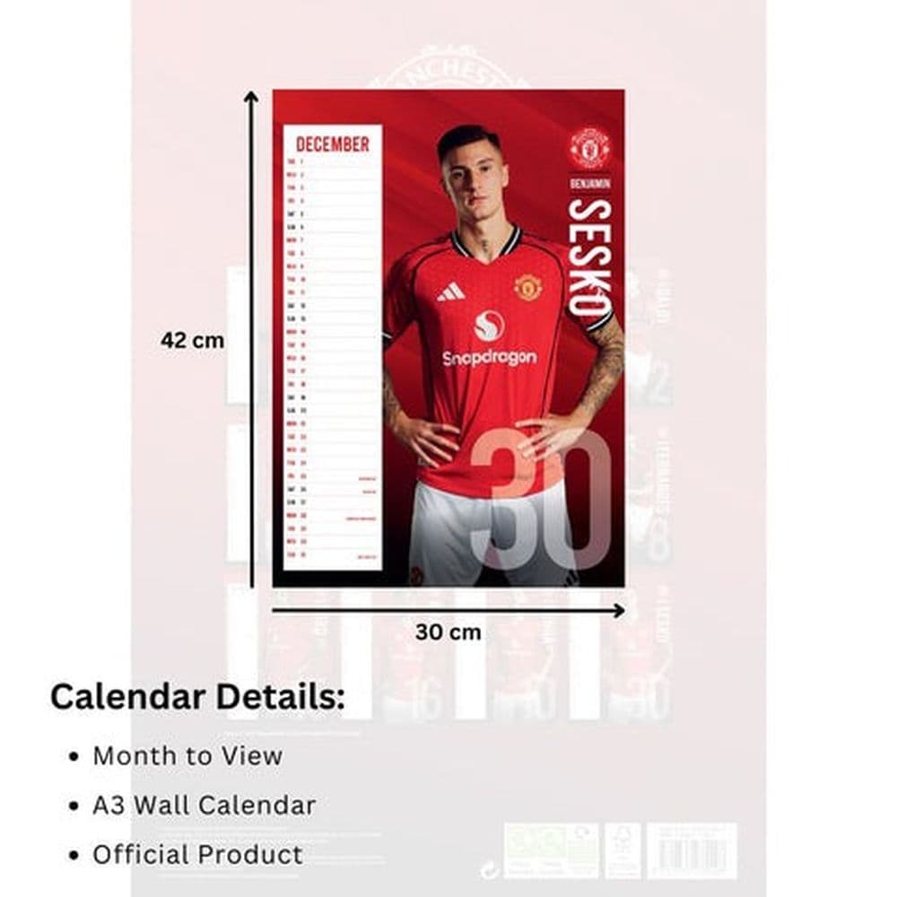 Manchester United FC Poster 2026 Wall Calendar Second Alternate Image
