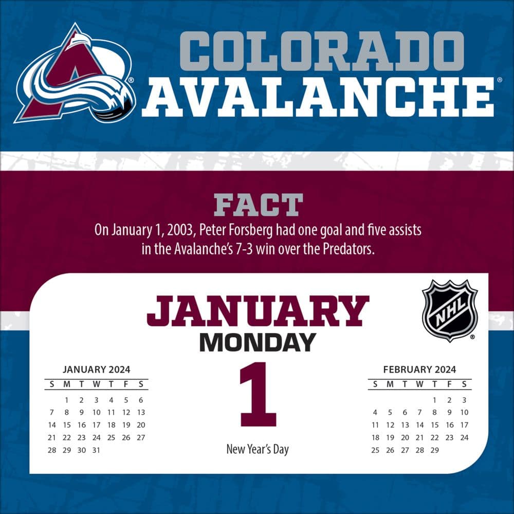 Colorado Avalanche 2024 Desk Calendar