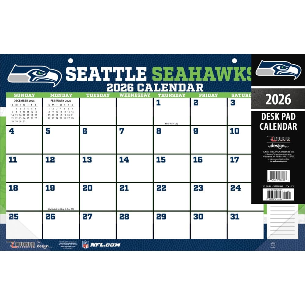 NFL Seattle Seahawks Small 2026 Desk Pad Main Product Image