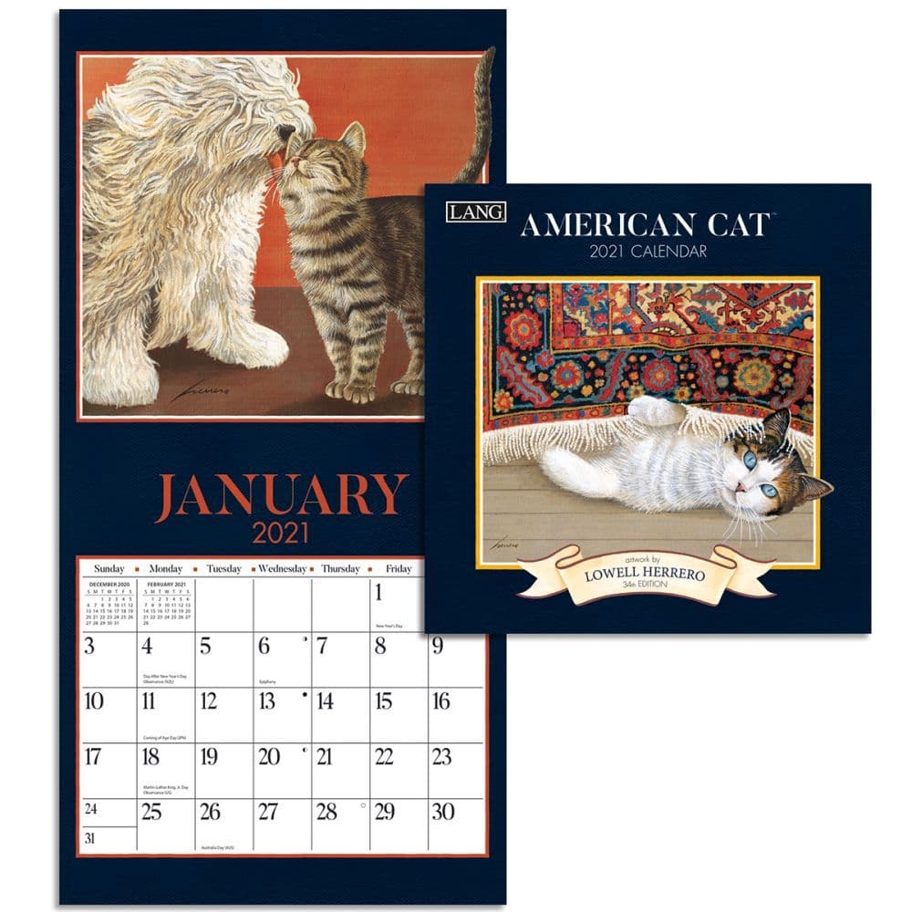 American Cat Mini Wall Calendar by Lowell Herrero